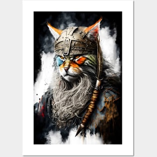 Portrait of a Viking Cat Painting Posters and Art